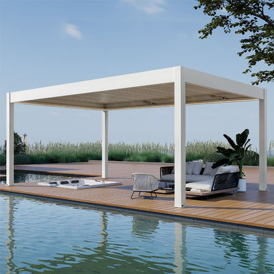 Pergola P8-4B – 4×6 m, Weiß, Elektrisch