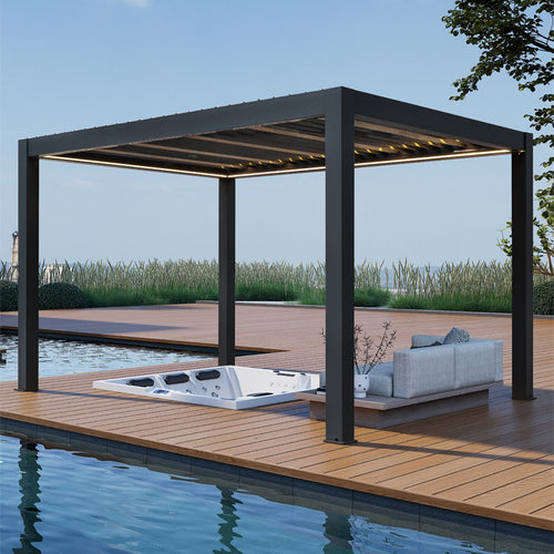 Pergola P8-3B – 3×4 m, Anthrazit, Elektrisch