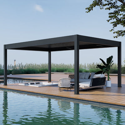 Pergola P8-4B – 4×6 m, Anthrazit, Elektrisch