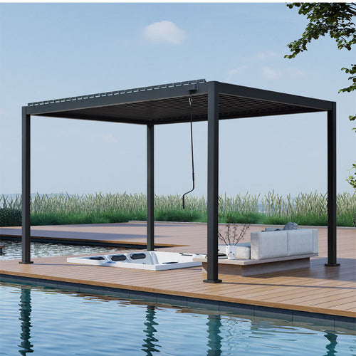 Pergola P2-3B – 3×4 m, Anthrazit, Handkurbel