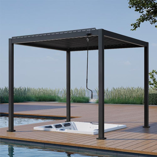 Pergola P2-3A – 3×3 m, Anthrazit, Handkurbel