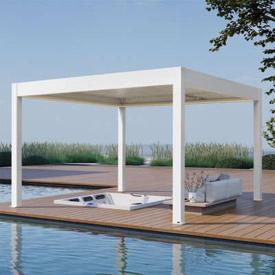 Pergola P8-4A – 4×4 m, Weiß, Elektrisch