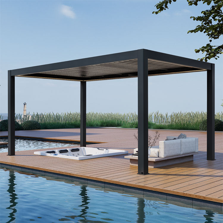 Pergola P8-3C – 3×5 m, Anthrazit, Elektrisch – Hauptansicht
