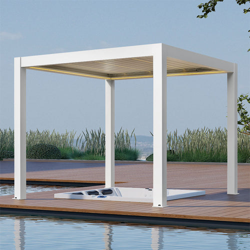 Pergola P8-3A – 3×3 m, Weiß, Elektrisch
