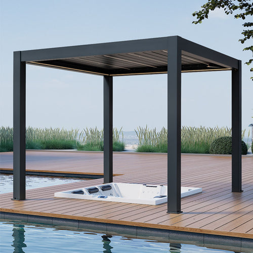 Pergola P8-3A – 3×3 m, Anthrazit, Elektrisch