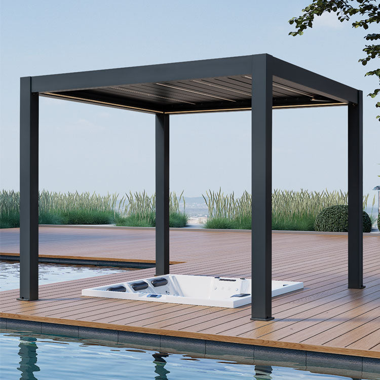 Pergola P8-3A – 3×3 m, Anthrazit, Elektrisch – Hauptansicht