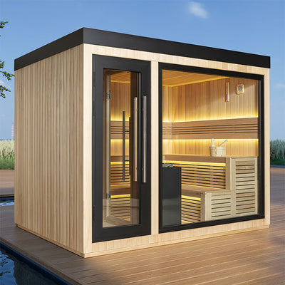 Gartensauna THE CUBE X6 – 4 Personen, 300 × 235 cm, EOS Cubo 12 kW